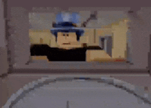 a pixel art of a hamburger being eaten by a cartoon character