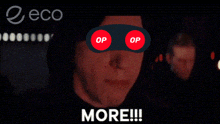 a man wearing a mask with the letters op on them
