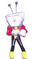 a pixel art of a person with a tv head and antennas
