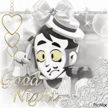 a picture of a man in a top hat with the words good night on it