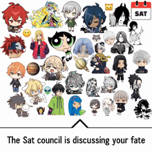 the sat council is discussing your fate with cartoon characters