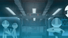 two stick figures standing in a room with a sign that says mercenary tr