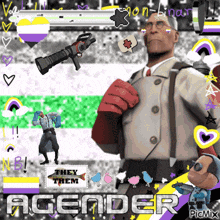 a picture of a man with the words they them agender