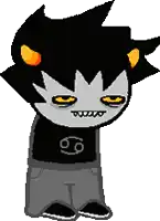 a cartoon character with a black shirt with the number 69 on it