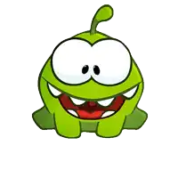 a green cartoon character with big eyes and teeth