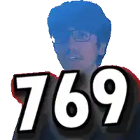 a pixelated image of a man with the number 769 behind him