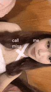 a woman 's face is shown with the words call me miss above her
