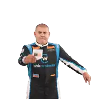 a man wearing a black and blue webcontinental jacket