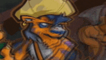 a cartoon drawing of a tiger wearing a hat