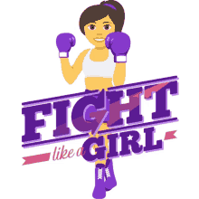 fight like a girl woman power joypixels lets fight boxing