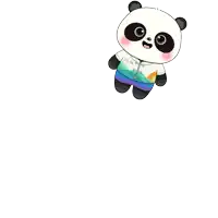 a panda bear with hearts and the words thank you