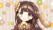 a girl with a bunny ear and a flower headband