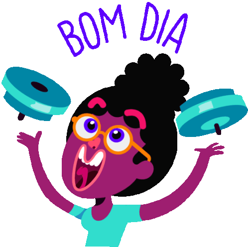 Girl Throwing Weights Up Says Good Morning In Portuguese Sticker - Shakethat Body Bom Dia Google Stickers
