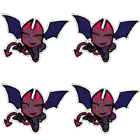 a set of four stickers of a devil with bat wings