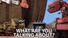 a cartoon scene with the words " what are you talking about " at the bottom