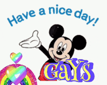 mickey mouse says have a nice day gays