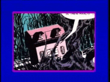 a cartoon of a house surrounded by trees with a speech bubble that says `` in their hands '' .