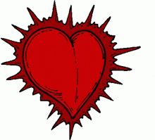 a cartoon drawing of a heart with an arrow in it