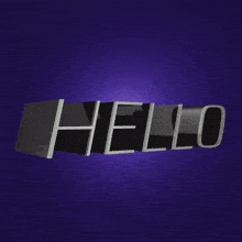 the word hello is displayed on a dark background