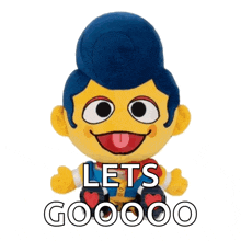 a stuffed toy that says lets gooooo on the front