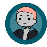 a cartoon drawing of a person with a cross on their forehead