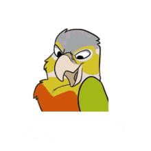 a cartoon drawing of a parrot with an angry look on his face
