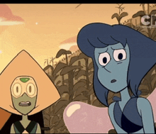 two cartoon characters are standing next to each other in a field with a cartoon network logo in the background