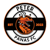 a logo for peter panas fc shows a goat with horns