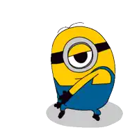 a yellow minion wearing blue overalls and sunglasses