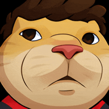 a cartoon of a cat with a red nose