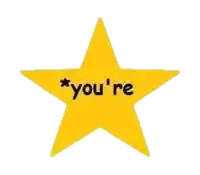 a yellow star with the words " you 're " on it
