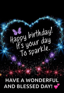 a birthday card that says happy birthday it 's your day to sparkle and have a wonderful and blessed day