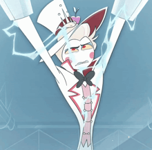 a cartoon drawing of a man in a top hat and bow tie