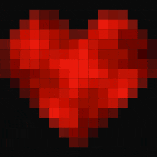 a pixel art of a red heart with the number 520 written on it