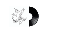 a drawing of a bird with a banner that says cry baby