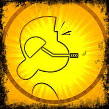 a cartoon drawing of a man with a ccc logo on his mouth