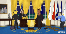a cartoon of a man holding a gun with netflix written on the bottom right
