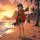 a girl standing on a beach wearing a shirt that says " brasil "