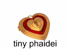two heart shaped pendants with the words tiny phaidei written below them