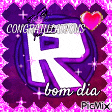 congratulations bom dia is written on a purple background