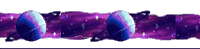 a purple and blue galaxy with planets in the middle