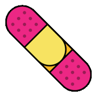 a pink bandage with polka dots on a white background .