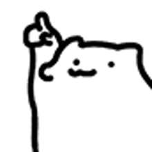 a black and white drawing of a cat with a bow on its head on a white background .
