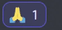 a purple button with a yellow praying hands emoji and the number 3008 .