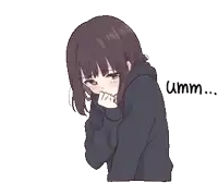 a drawing of a girl with the word umm written below her
