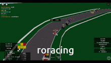 a screenshot of a video game with the word roracing at the top