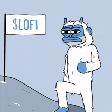a cartoon of a yeti with a blue shirt that says ' nfl ' on it