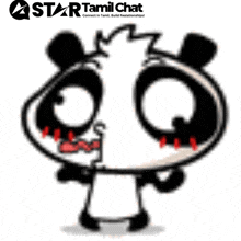 a picture of a panda bear with a star tamil chat logo behind it