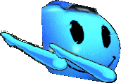 a blue cartoon character is holding a toothbrush in his mouth .