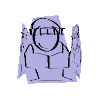 a black and white drawing of a purple box with a circle in the middle